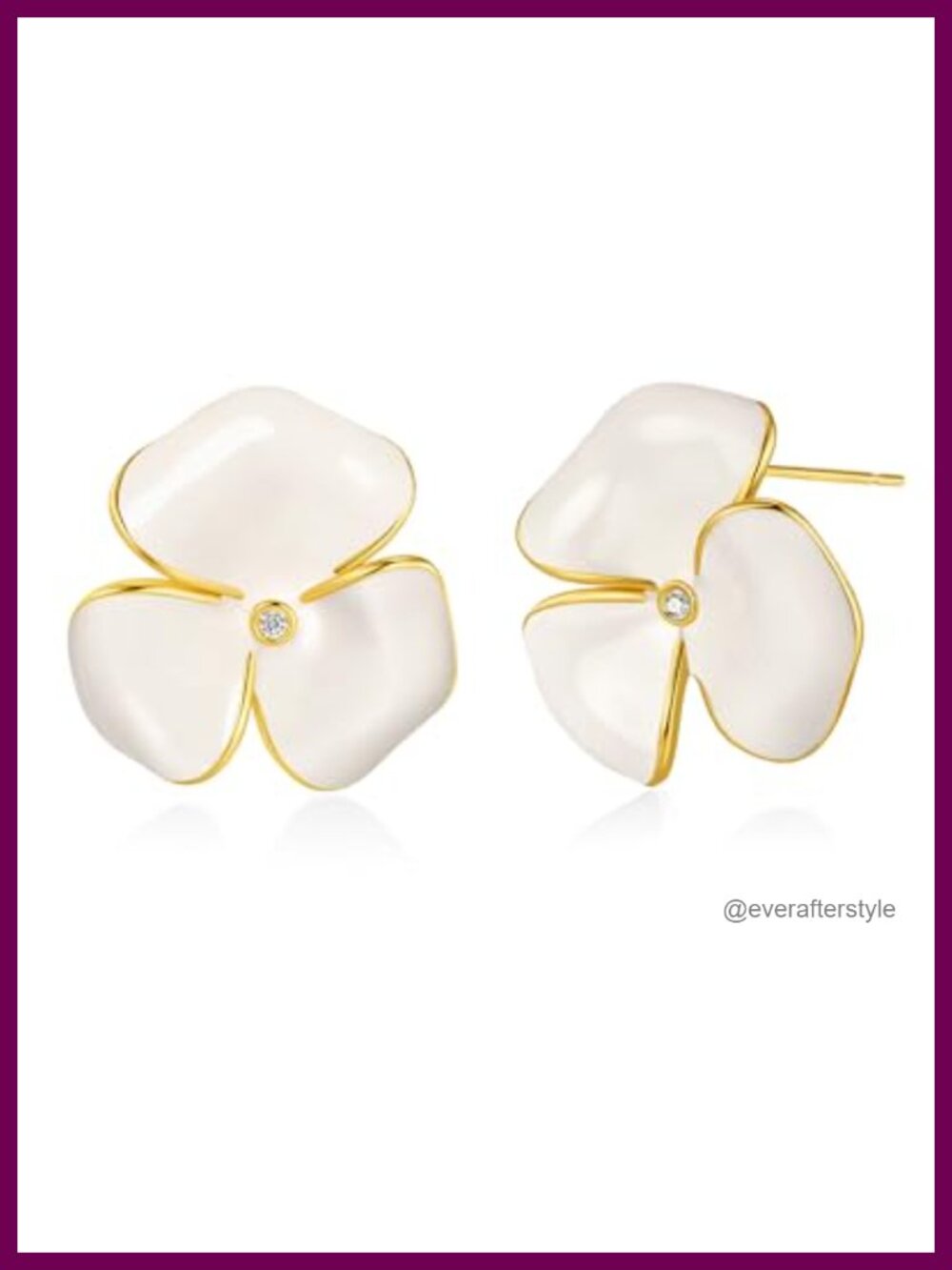 18K Gold Plated Enamel Floral Stud Earrings for Women